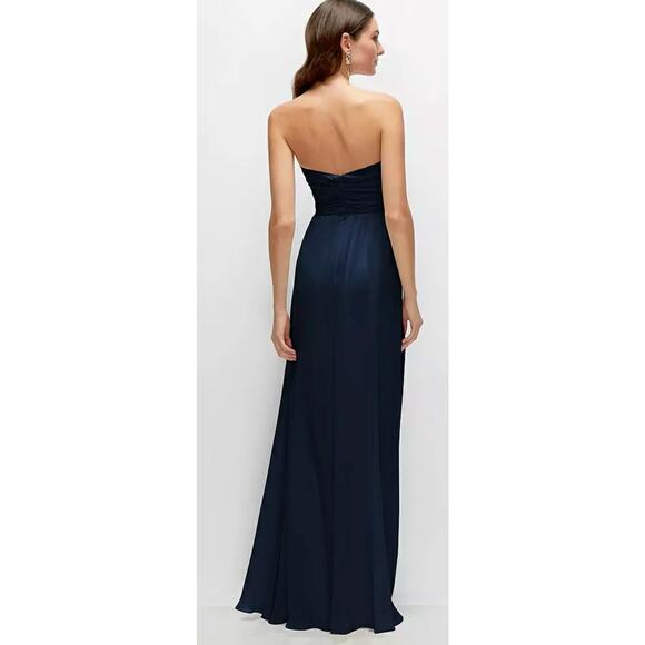 After Six NWT Blue Strapless Pleated Surplice Chiffon Maxi Dress Formal Sexy 2 - Picture 2 of 7